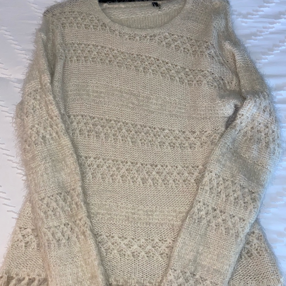 White Fringe Sweater